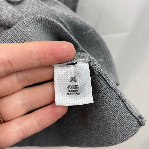 A.N.A. women's gray button front pocket long deep v-neck casual cardigan sweater - Picture 5 of 8